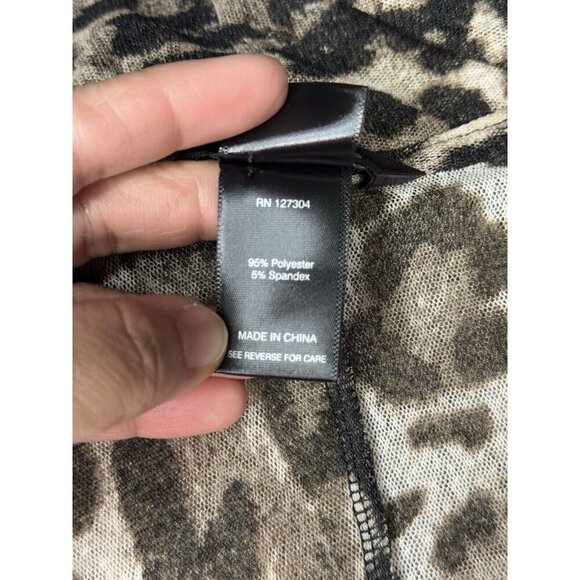 ALI MILES Black Brown Leopard Print Open Front Mesh Sheer Cardigan Jacket MEDIUM - Picture 7 of 8